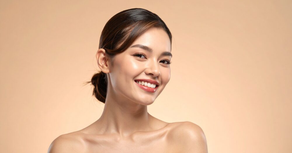 Smiling woman with a youthful, natural-looking complexion